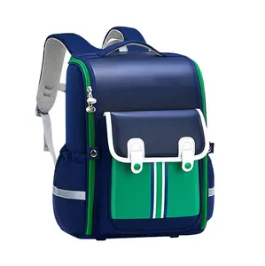 supplier outdoor blue large big capacity ergonomic leather backpack bag high school student book backpack for boy girl teenager