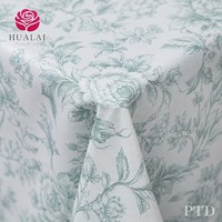 Nappe ronde HuaLai en tissu blanc et vert sauge à imprimé floral vintage pour mariage, restaurant, fête, banquet, résistante aux plis
