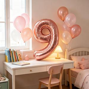 Party Love Crafted with a metallic foil material that delivers a luxurious Balloon Number 9 Rose Gold 100cm Party Decoration - Product Image 3