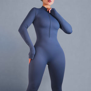 Tute sportive tute con cerniera a maniche lunghe tuta da donna morbida elasticizzata Yoga Fitness Gym indossare abbigliamento sportivo comodo - Product Image 5