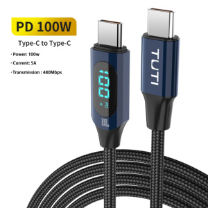 Tuti nhà máy bán hàng trực tiếp 66W sạc nhanh pd66w USB A để Loại C Cáp với LED hiển thị - Product Image 2