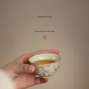 Wholesale High-appearance-<b>level</b> Compact Porcelain Reusable Round Tea Cups 60ml Chinese-style Tea Tasting Cups for Back to School - Product Image 2