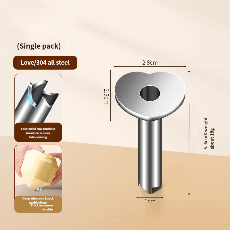 Apri cocco in acciaio argento 304 [a forma di cuore]