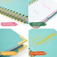 Planificateur d'objectifs personnalisé, journal de bien-être, agenda, suivi mensuel, hebdomadaire, quotidien, soins personnels, fournitures scolaires, fournitures de bureau, carnet
