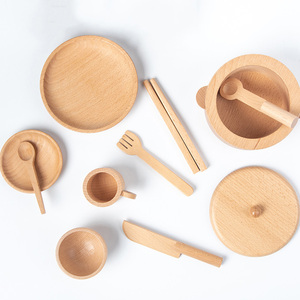 Commiki Sồi Bộ Đồ Ăn Đặt Trà Bằng Gỗ Đặt Cho Trẻ Em Nhà Bếp Nồi Đặt Nhà Bếp Đồ Chơi Nhà Bếp Bằng Gỗ Cho Trẻ Em - Product Image 3