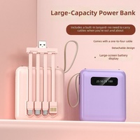 Mini batterie externe en plastique en gros, certification 3C, 20 000 mAh, batterie au lithium polymère portable avec câble intégré, logo personnalisable