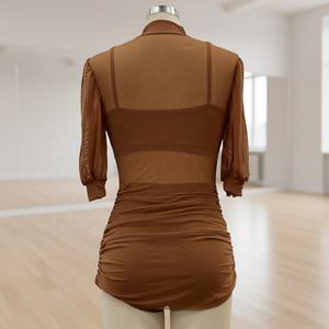 Robe de <span class=keywords><strong>danse</strong></span> lyrique élégante MiDee avec manches bouffantes courtes et jupe plissée, comprend un soutien-gorge et des culottes pour les spectacles sur scène - Product Image 2