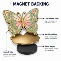 Aimant de réfrigérateur personnalisé en métal floral, aimant en émail dur avec fleurs, papillons, jardin, souvenir, avec logo, emballage cadeau