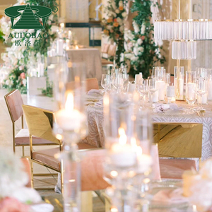 เก้าอี้กระจกสแตนเลสสีทองสำหรับงานแต่งงานหรูหราให้เช่าสำหรับงานเลี้ยง - Product Image 2