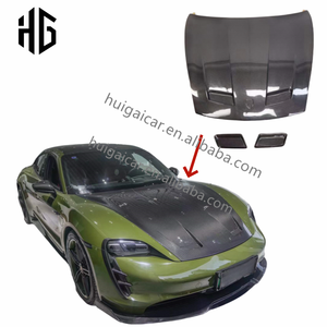 Yüksek parlak karbon Fiber motor kaputu için 2020 Porsche Taycan 4S Turbo araba motoru kaput ön kaput otomobil parçaları - Product Image 1