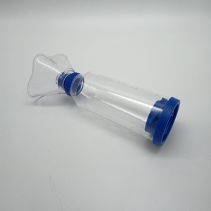 Masque jetable en PVC de qualité médicale bleu/orange 220 ml pour enfant, <span class=keywords><strong>avec</strong></span> <span class=keywords><strong>valve</strong></span>, <span class=keywords><strong>chambre</strong></span> de dosage, inhalateur, doseur, espaceur pour l'asthme pour enfants - Product Image 3