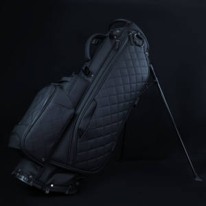 ロゴカスタマイズ ゴルフバッグ ブラック 防水 PUレザー マグネットポケット ゴルフスタンドバッグ - Product Image 1