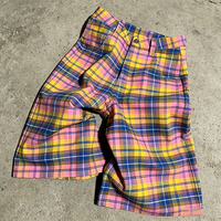 Fabricant de shorts personnalisés, imprimés à carreaux, à blocs de couleur, en toile de coton premium, grande taille, shorts baggy d'été, streetwear pour homme
