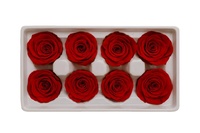 UKIQUEEN Vente en gros de têtes de roses rouges préservées, 8 pièces, roses naturelles éternelles pour la création de bouquets, décoration de mariage