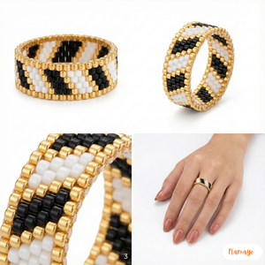 Bagues géométriques bohèmes plaquées or 24 carats, fabriquées à la main par Namayo - Design audacieux et épais pour les fêtes et les événements - Product Image 4