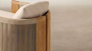 Chaise longue d'extérieur réglable en corde tressée à la main et en bois de teck, texture texturée, pour projets de villas - Product Image 3