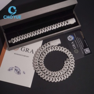 ลดราคาพิเศษ สร้อยคอเงินแท้ S925 ขนาด 15 มม. 4 แถว แบบ Cuban Link ประดับเพชรโมอิสซาไนต์ สไตล์ฮิปฮอป เครื่องประดับคุณภาพสูง สร้อยคอผู้ชาย ผ่านการทดสอบเพชร GRA - Product Image 2