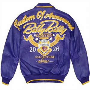 Blouson Bomber <span class=keywords><strong>en</strong></span> Cuir pour Homme Style Urbain, Patchwork, Broderie Personnalisée de Strass, <span class=keywords><strong>en</strong></span> Peau d'Agneau, Type Varsity - Product Image 1