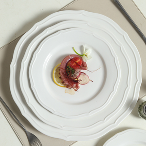 Platos de Cerámica Blancos con Encaje Repujado <span class=keywords><strong>Vintage</strong></span>, Estilo Francés, para Cena, Postre, Pastel, Desayuno, Bodas, Hotel, Catering, <span class=keywords><strong>Vajilla</strong></span> de Alquiler - Product Image 3