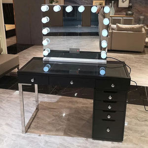 Горячая новинка: современный роскошный туалетный столик для спальни со светодиодной подсветкой, зеркалами и выдвижными ящиками для хранения - Product Image 3