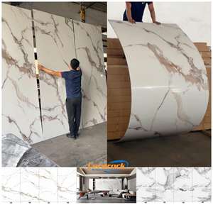 Eco-Friendly Interior Decoration SPC UV <strong>Marble</strong> Wall Panel High Glossy / Matt UV Stone Plastic Board PVC Artificial <strong>Marble</strong> <strong>Sheet</strong> - Product Image 1