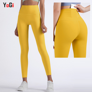 Leggings de yoga et de fitness personnalisés pour femmes, taille haute, longueur cheville, effet ventre plat, <span class=keywords><strong>push</strong></span>-<span class=keywords><strong>up</strong></span>, avec poches, couleur unie, extensibles dans quatre directions, 45 couleurs - Product Image 1