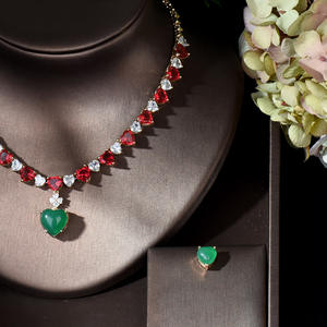 हिवरेन फैशन वेडिंग हार के सामान क्यूबिक जिरकोनिया दिल आकार दुल्हन महिलाओं के गहने सेट बिजोक्स फीमे N-40 - Product Image 3