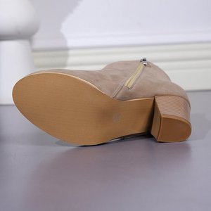 Bottines à <span class=keywords><strong>talon</strong></span> haut rond Xuanhui Fashion pour femmes, bottes d'hiver tendance en daim à fermeture éclair latérale en V pour femmes - Product Image 6