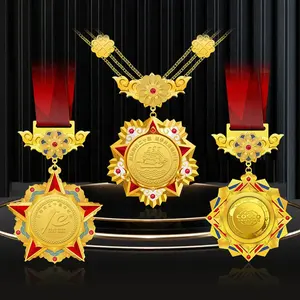 Vendita calda Custom anniversario presidente premio medaglia medaglia commemorativa medaglione appeso con catena