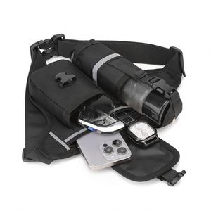Sac bandoulière de voyage pour homme, sac à bandoulière en nylon imperméable, sac banane d'extérieur avec porte-gobelet et porte-bouteille - Product Image 5