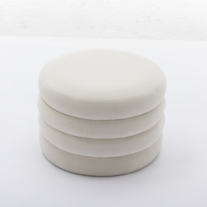 Puf otomano de almacenamiento redondo multifuncional Taburete tapizado moderno con tapa extraíble - Product Image 1