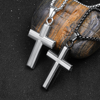 Collier avec pendentif croix en acier inoxydable 316L pour homme, résistant au ternissement, imperméable, bijoux chrétiens, cadeaux en forme de croix
