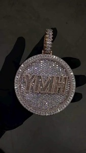 จี้สร้อยคอรูปเหรียญทรงกลมแบบ Iced Out ผลิตในอินเดีย ประดับเพชรระยิบระยับ สไตล์ฮิปฮอป เครื่องประดับแฟชั่นสำหรับขาย - Product Image 2