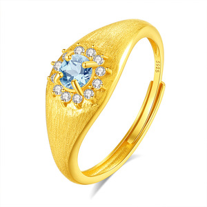 9 Anillos Ajustables Vintage de Plata 925 Chapados en Oro con Piedra Natural Redonda de 4mm, Joyería Antideslustre para Mujer - Product Image 1