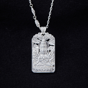 Dapat disesuaikan 999 perak Vintage Guanyin liontin kalung Tautan klasik aksesori Mode Pria Wanita hadiah dibuat kualitas tinggi - Product Image 2