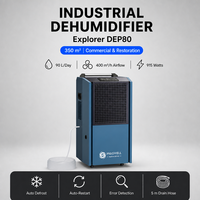 Déshumidificateur commercial Moiswell DEP80, nouveau, capacité 90L, 400CMH, détection automatique des erreurs, 350 m², 915W, bleu