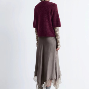 Maglione lavorato a <span class=keywords><strong>maglia</strong></span> a maniche corte in <span class=keywords><strong>maglia</strong></span> <span class=keywords><strong>maglia</strong></span> <span class=keywords><strong>bordeaux</strong></span> <span class=keywords><strong>bordeaux</strong></span> Casual maglione da <span class=keywords><strong>donna</strong></span> - Product Image 4