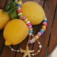 Collar de Moda Veraniego Bohemio con Cristales Naturales y Gemas de Pescado, Joyería de Piedras para Mujer