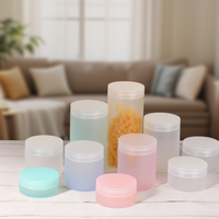 Vente en gros 100ml 120ml 200 ml 250 ml 300 ml 400 ml ml Pot en plastique cosmétique à large bouche en PET coloré givré avec couvercle en plastique