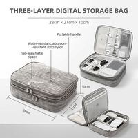 Pochette de voyage étanche pour câbles de chargeur, étui de rangement portable double couche pour câbles électroniques