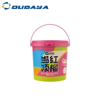 Seaux en plastique anti-effraction à designs personnalisés IML 2,5 L 102,1 g, à paroi simple, en PP de qualité alimentaire, avec couvercle et poignée, pour snacks