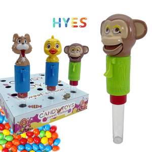 Huiye Animal silbato dulces juguetes dibujos animados <span class=keywords><strong>mono</strong></span> sonidos dulces juguetes con tubo transparente divertidos juguetes de dulces de mano para niños niñas - Product Image 1