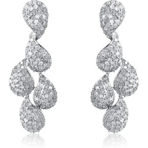 <b>Diamond</b> Teardrop <b>Dangle</b> <b>Earrings</b> 2.52 Cttw Round Cut 925 Sterling Silver Prong Setting For Women Wedding Jewelry - Product Image 1