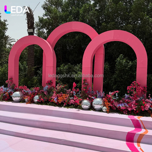 Arche de mariage LEDA rose ronde 3 pièces pour événements, décorations de fête, ensemble d'arche de mariage avec cadre en acrylique - Product Image 4
