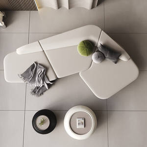 ספה מתנפחת מינימליסטית מודרנית יוקרתית קלה, בעלת פינות מעוגלות לא סדירות, עם מסגרת עץ וספוג, למשרד מכירות או לסלון יופי - Product Image 3