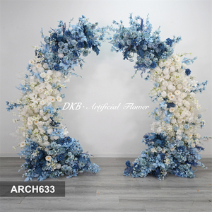 Wholesale <b>Artificial</b> Horn Flower Arch Backdrop Wedding Arch Flower Arrangement blue Rose Arch Flowers Decoration - Product Image 2