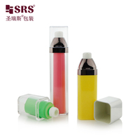 Bouteilles à pompe sans air en plastique AS à double paroi, forme carrée vide, 15 ml, 30 ml, 50 ml, emballage cosmétique