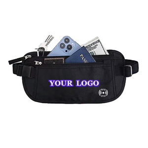<span class=keywords><strong>Porte</strong></span>-passeport <span class=keywords><strong>ceinture</strong></span> d'argent léger avec logo personnalisé Portefeuille de <span class=keywords><strong>voyage</strong></span> caché et sécurisé avec blocage RFID - Product Image 1