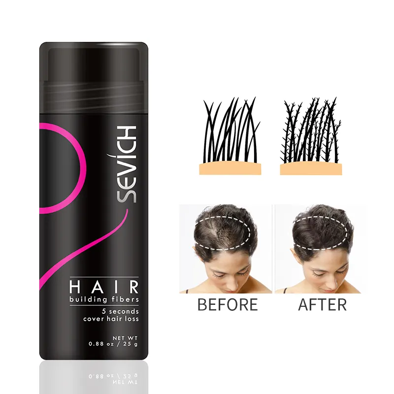 Private Label fibra per capelli in polvere Fiber da costruzione di cheratina nera per la costruzione di capelli in polvere per diradamento dei capelli