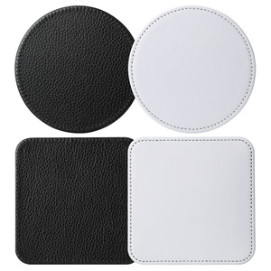 Factory Wholesale Customized PU Leather Coaster 10cm X 10cm Sublimation Blank Round Square for Promotions